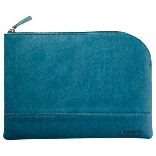 Pochette zippée en simili cuir italien taille M paon thumbnail image 1