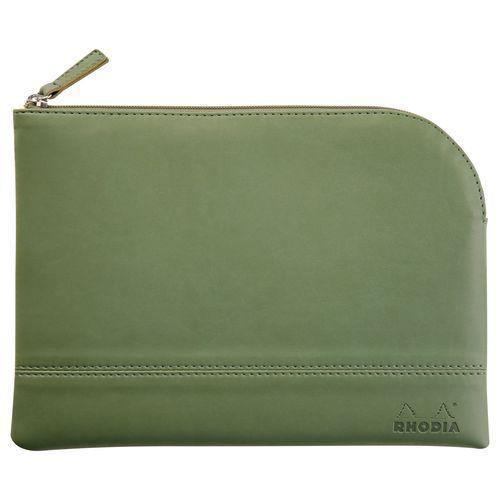 Pochette zippée en simili cuir italien taille M sauge thumbnail image 1