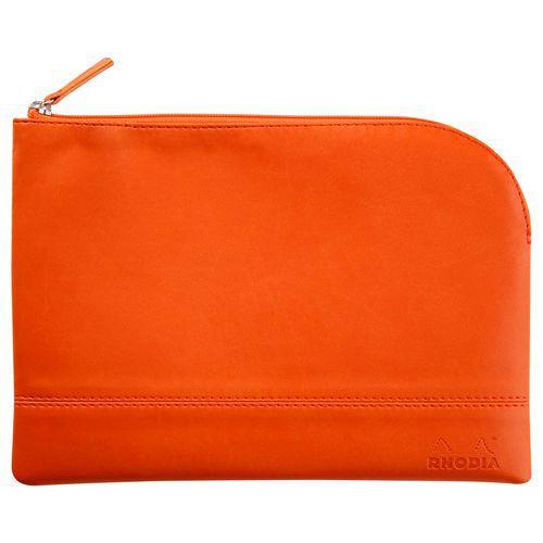 Pochette zippée en simili cuir italien taille M tangerine thumbnail image 1