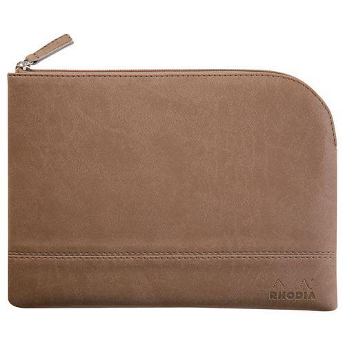 Pochette zippée en simili cuir italien taille M taupe thumbnail image 1