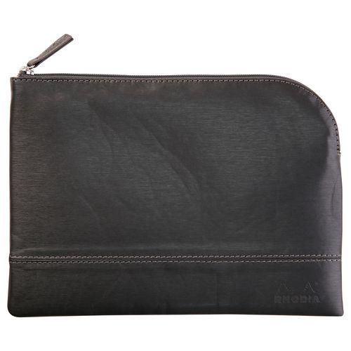 Pochette zippée en simili cuir italien taille M titane thumbnail image 1