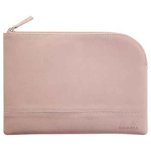 Pochette zippée simili cuir italien taille M touche de rose thumbnail image 1