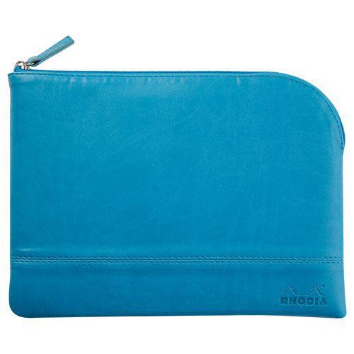 Pochette zippée en simili cuir italien taille M turquoise thumbnail image 1