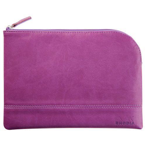 Pochette zippée en simili cuir italien taille M violet thumbnail image 1