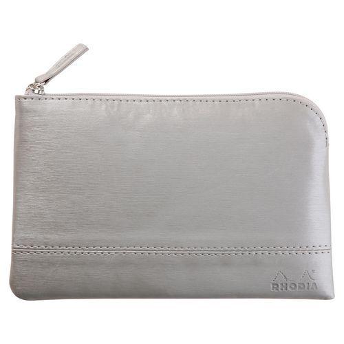Pochette zippée en simili cuir italien taille S argent thumbnail image 1