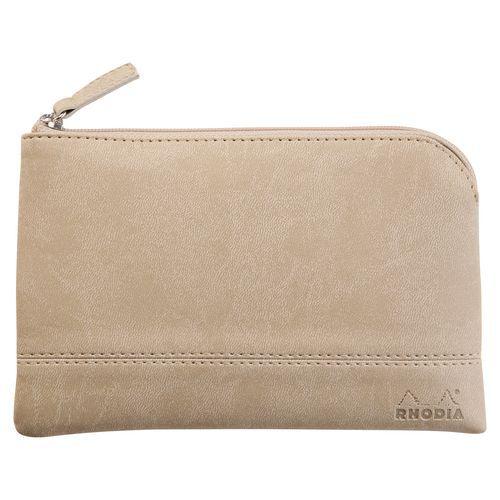 Pochette zippée en simili cuir italien taille S beige thumbnail image 1