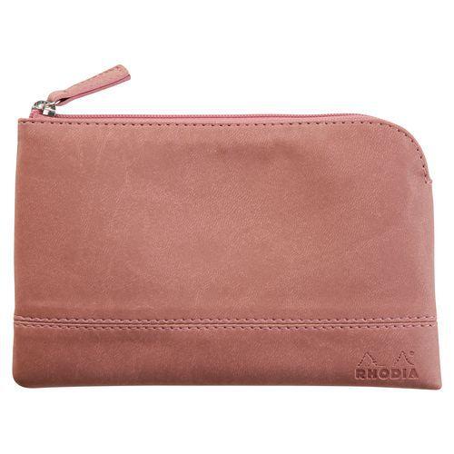 Pochette zippée en simili cuir italien taille S bois de rose thumbnail image 1