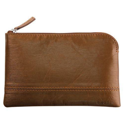 Pochette zippée en simili cuir italien taille S bronze thumbnail image 1