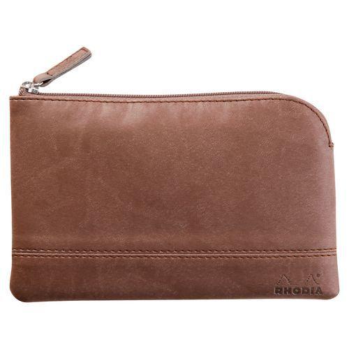 Pochette zippée en simili cuir italien taille S chocolat thumbnail image 1