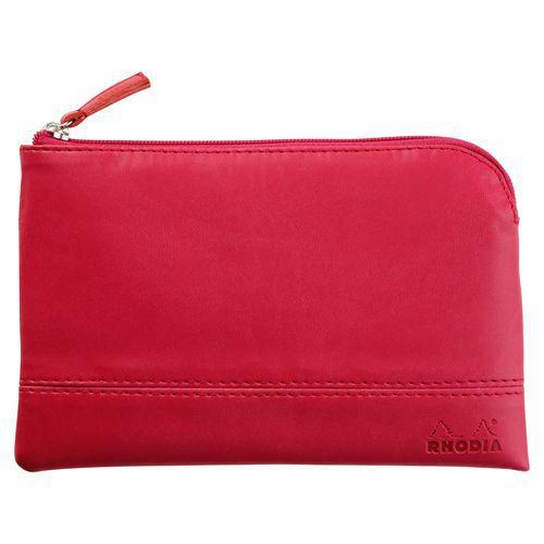 Pochette zippée en simili cuir italien taille S framboise thumbnail image 1