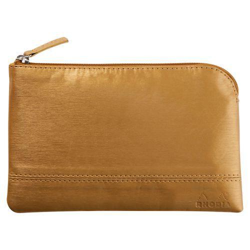 Pochette zippée en simili cuir italien taille S or thumbnail image 1