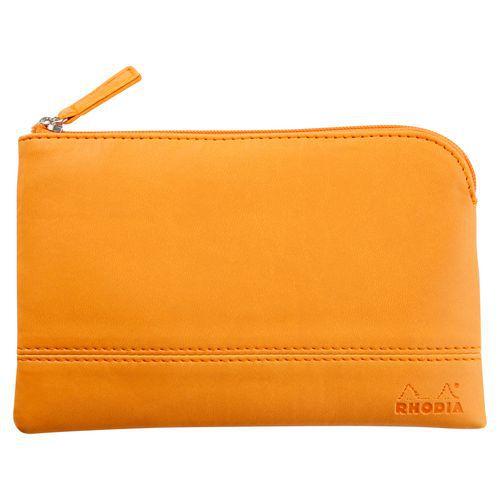 Pochette zippée en simili cuir italien taille S orange thumbnail image 1