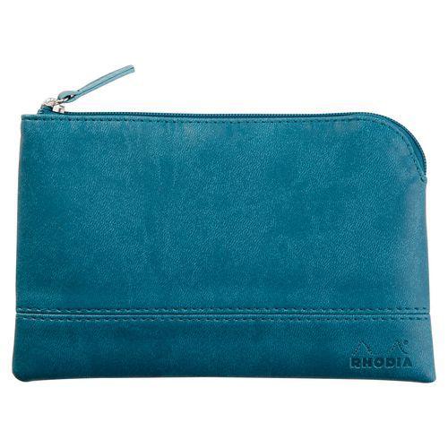 Pochette zippée en simili cuir italien taille S paon thumbnail image 1
