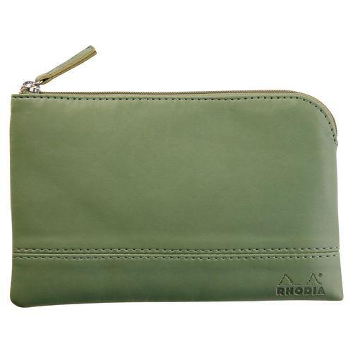 Pochette zippée en simili cuir italien taille S sauge thumbnail image 1