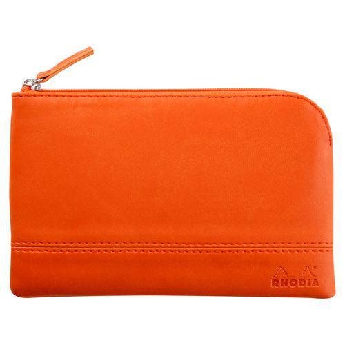 Pochette zippée en simili cuir italien taille S tangerine thumbnail image 1