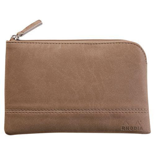Pochette zippée en simili cuir italien taille S taupe thumbnail image 1