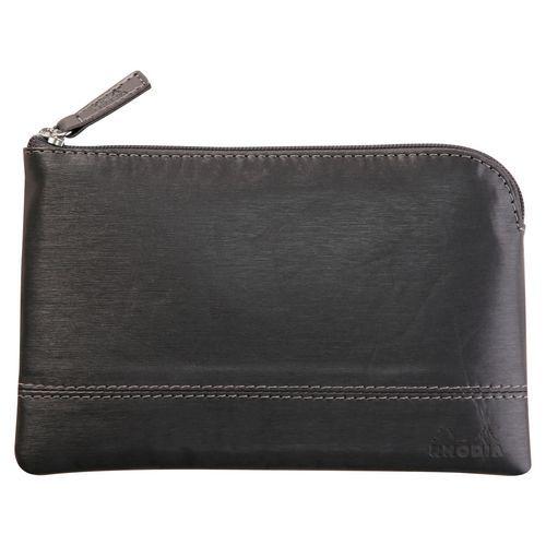 Pochette zippée en simili cuir italien taille S titane thumbnail image 1