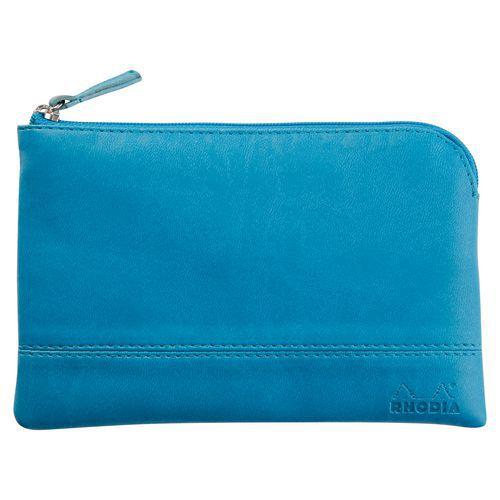 Pochette zippée en simili cuir italien taille S turquoise thumbnail image 1