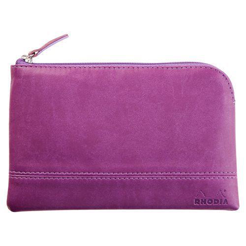 Pochette zippée en simili cuir italien taille S violet thumbnail image 1