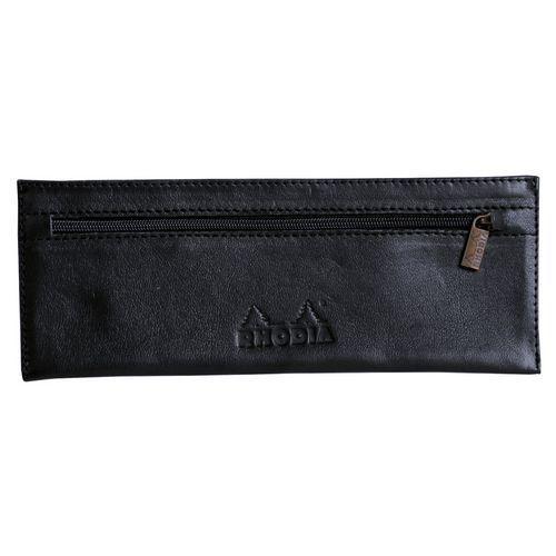 Rhodia noir trousse plate cuir véritable 22x8,5 cm thumbnail image 1