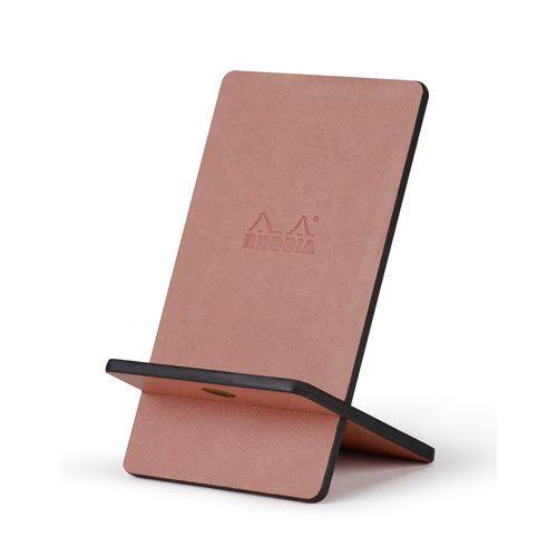 Support téléphone mobile en simili cuir italien bois de rose thumbnail image 1