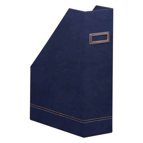 Porte-revues simili cuir italien 10 x 25 x 31 cm bleu nuit thumbnail image 1