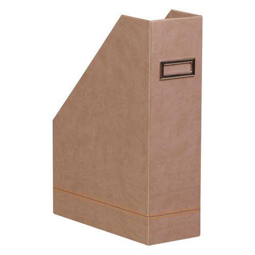 Porte-revues simili cuir italien 10 x 25 x 31 cm taupe thumbnail image 1