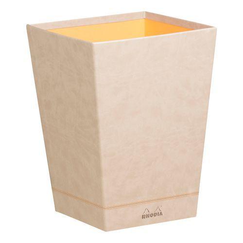 Corbeille à papier simili cuir italien beige 24x24x32 cm thumbnail image 1