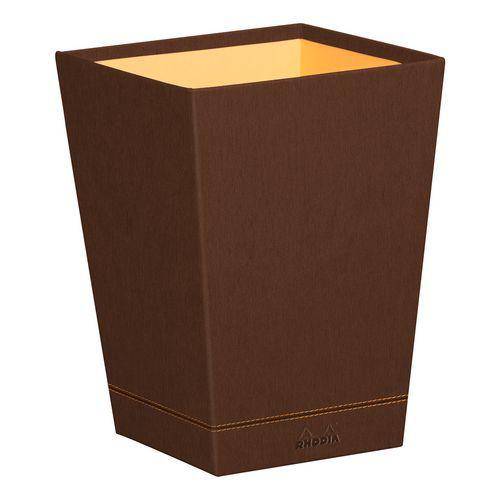 Corbeille à papier simili cuir italien bronze 24x24x32 cm thumbnail image 1