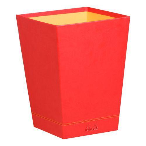 Corbeille à papier simili cuir italien coquelicot 24x24x32cm thumbnail image 1
