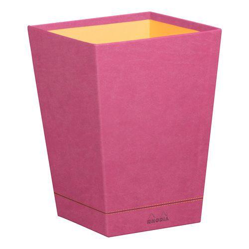 Corbeille à papier simili cuir italien fuchsia 24x24x32 cm thumbnail image 1