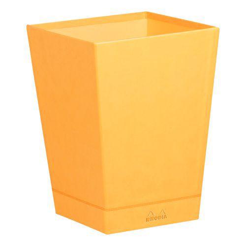 Corbeille à papier simili cuir italien orange 24x24x32 cm thumbnail image 1