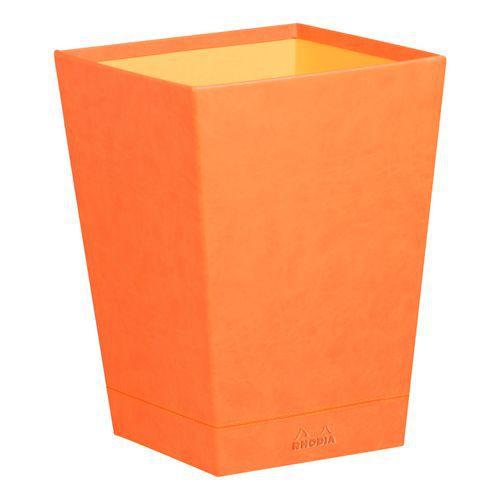 Corbeille à papier simili cuir italien tangerine 24x24x32 cm thumbnail image 1