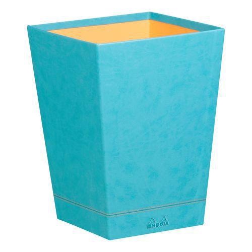 Corbeille à papier simili cuir italien turquoise 24x24x32 cm thumbnail image 1