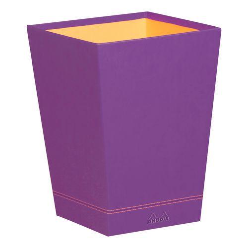 Corbeille à papier simili cuir italien violet 24x24x32 cm thumbnail image 1