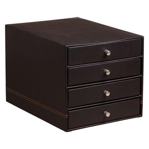 Trieur 4 tiroirs simili cuir italien noir 24,8x32,7x22,8 cm thumbnail image 1