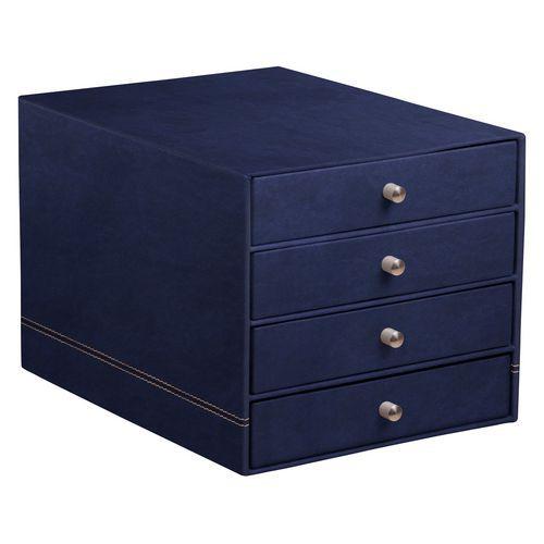 Trieur 4 tiroirs simili cuir bleu nuit 24,8x32,7x22,8 cm thumbnail image 1