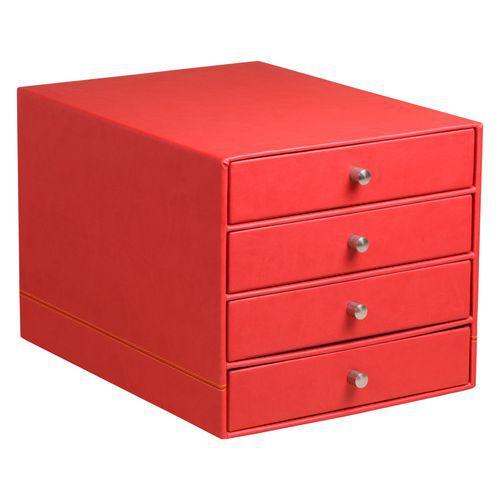 Trieur 4 tiroirs simili cuir coquelicot 24,8x32,7x22,8 cm thumbnail image 1