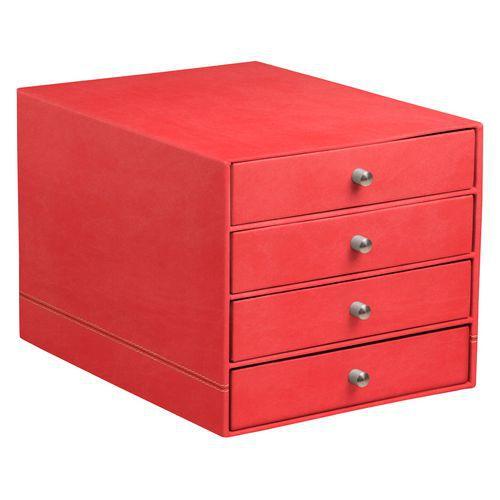Trieur 4 tiroirs simili cuir italien corail 24,8x32,7x22,8cm thumbnail image 1
