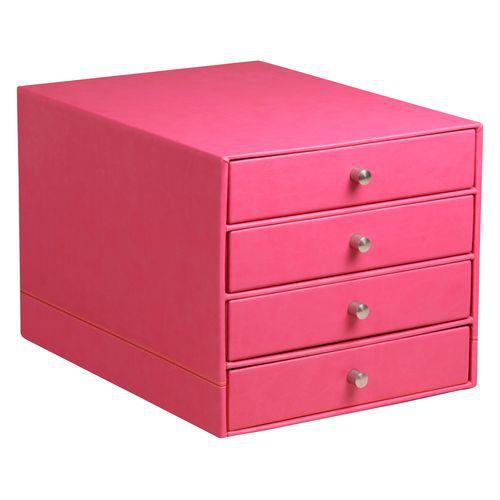 Trieur 4 tiroirs simili cuir framboise 24,8x32,7x22,8 cm thumbnail image 1