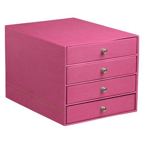 Trieur 4 tiroirs simili cuir fuchsia 24,8x32,7x22,8 cm thumbnail image 1