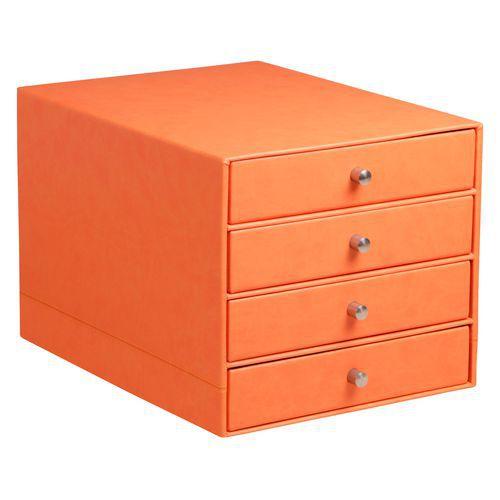 Trieur 4 tiroirs simili cuir tangerine 24,8x32,7x22,8 cm thumbnail image 1