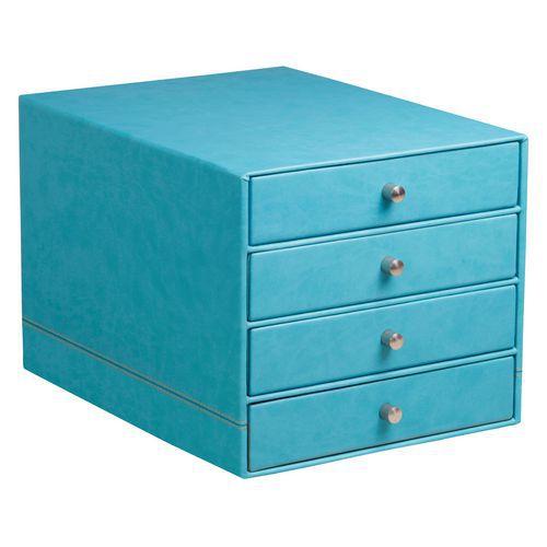 Trieur 4 tiroirs simili cuir turquoise 24,8x32,7x22,8 cm thumbnail image 1