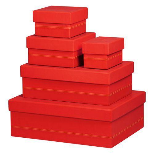 Set 5 boîtes gigognes simili cuir italien coquelicot thumbnail image 1
