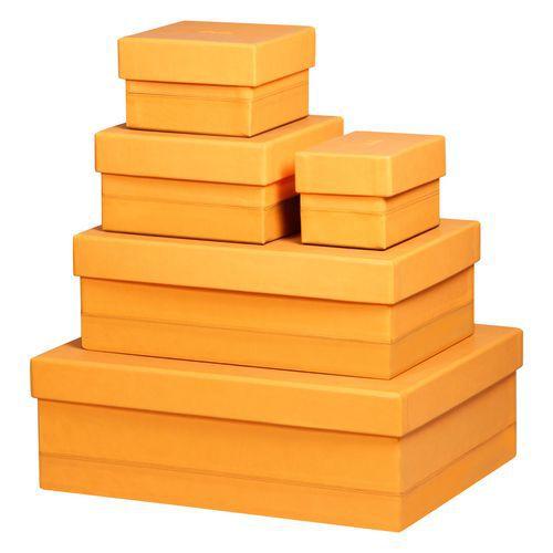 Set 5 boîtes gigognes simili cuir italien orange thumbnail image 1