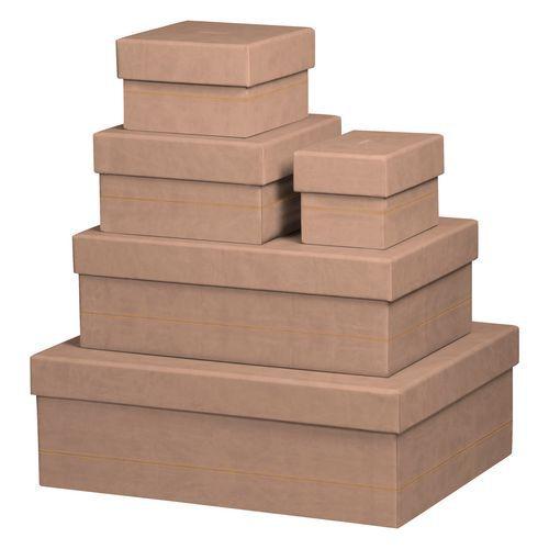 Set 5 boîtes gigognes simili cuir italien taupe thumbnail image 1