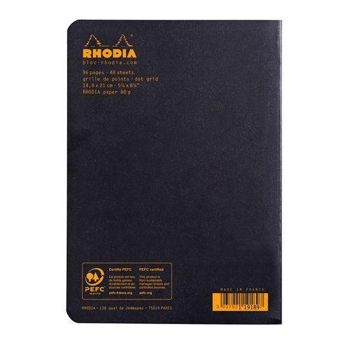 Illustration de : Cahier noir piqué réglure ligné - Rhodia