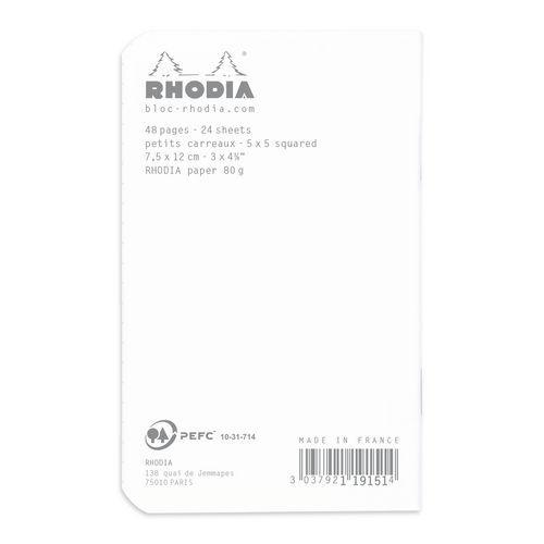 Illustration de : Carnet blanc piqué petits carreaux - Rhodia