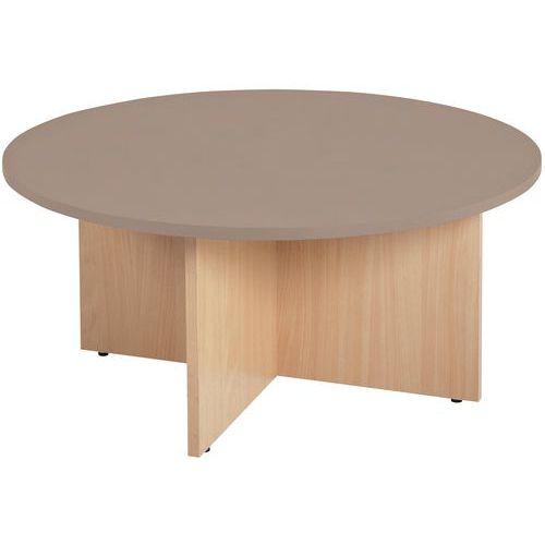 Table basse range-poufs Diabolo Ø 100 cm Taupe/Hêtre thumbnail image 1