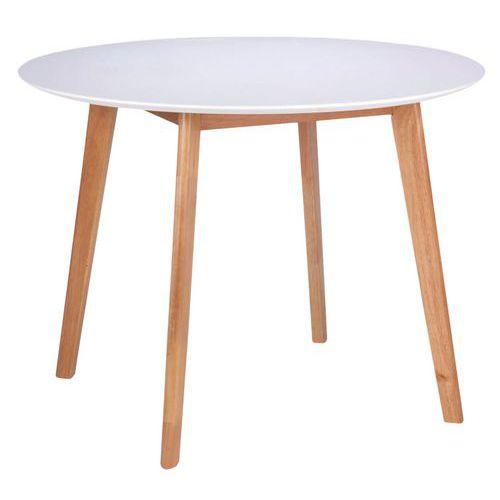 Table réunion Monna Ø 100 cm Blanc pied naturel thumbnail image 1